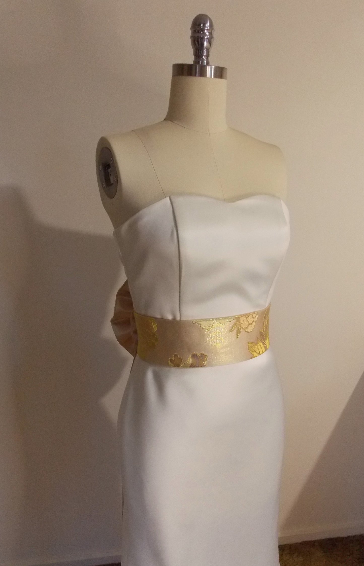 KIMONO OBI Schärpe langer Schwanz vorgebunden Hochzeit Vintage Seide Goldbrokat OBI Champagner Gold Pfingstrose Gelbgold/ Roségold/ Messing/ Bronze/