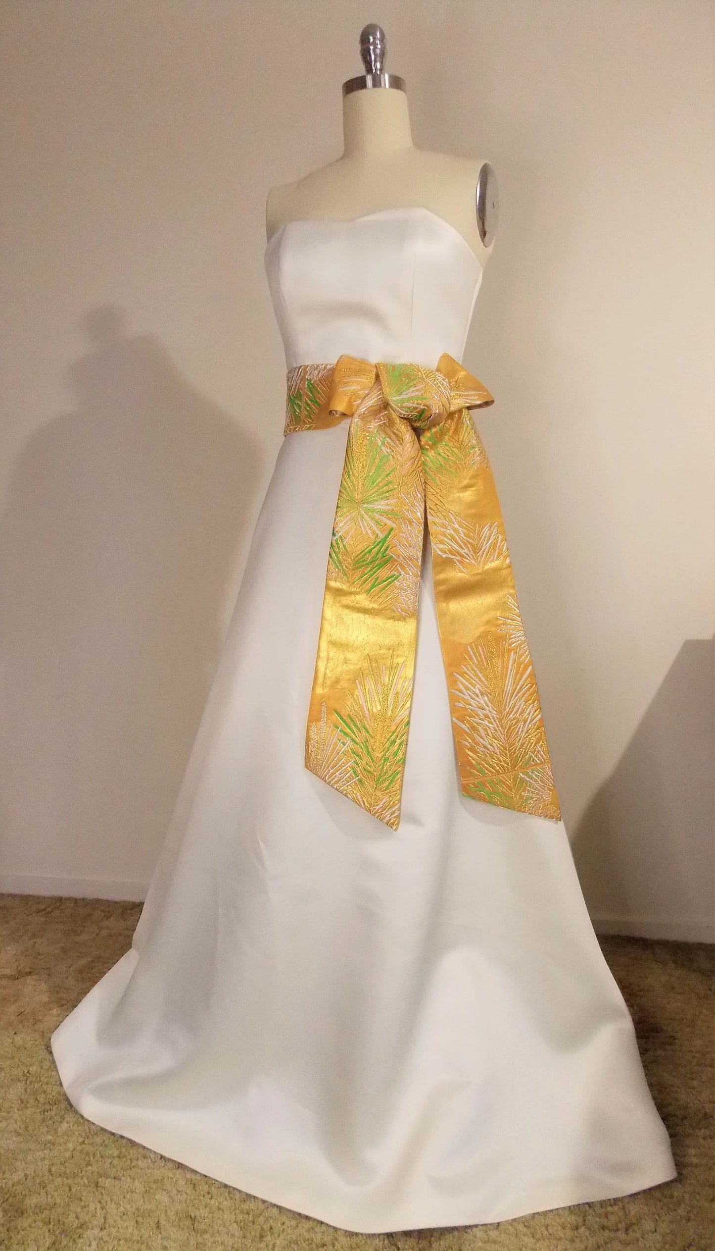 KIMONO OBI Schärpe Hochzeit Vintage Seide OBI Selbstbinder Seide Gold Brokat Aprikose Gold Silber Grün Kiefer versandfertig