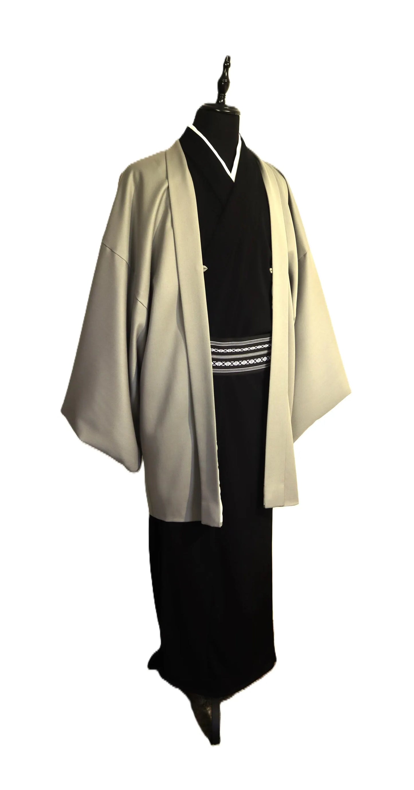 Herren Kimono Haori Set XL matt schwarz Krepprücken Satingewebe versandfertig