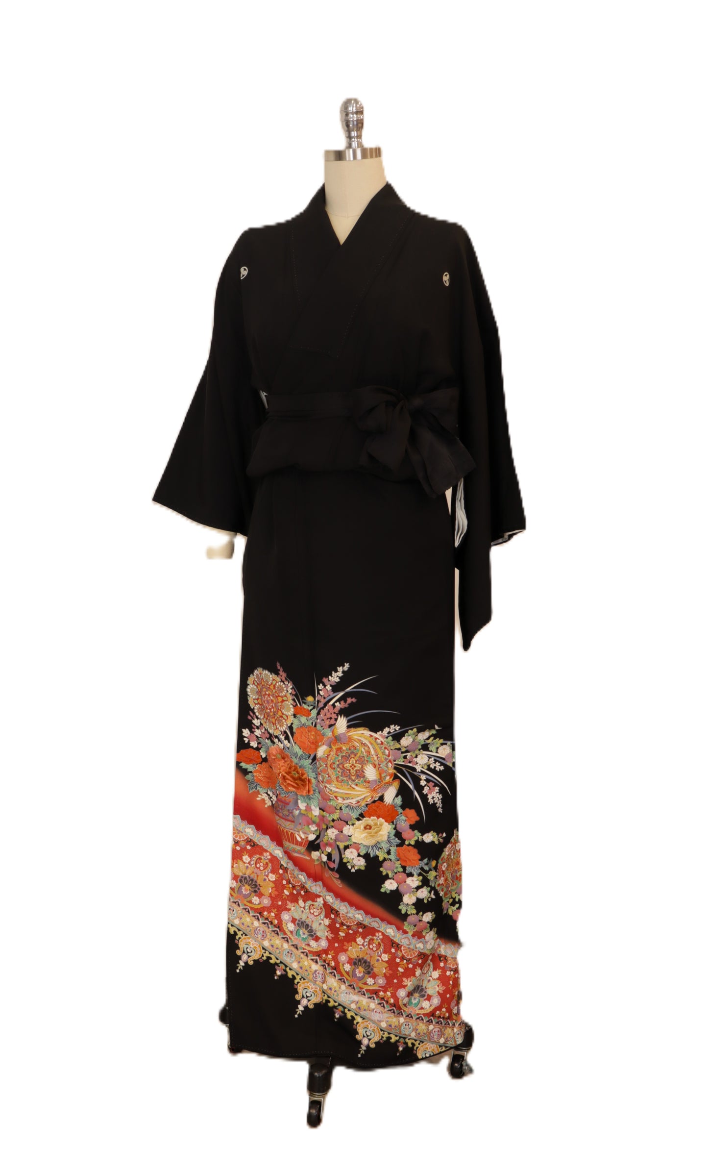 Black Formal Kimono KUROTOMESODE #17 | Vintage Japanese Silk Kimono