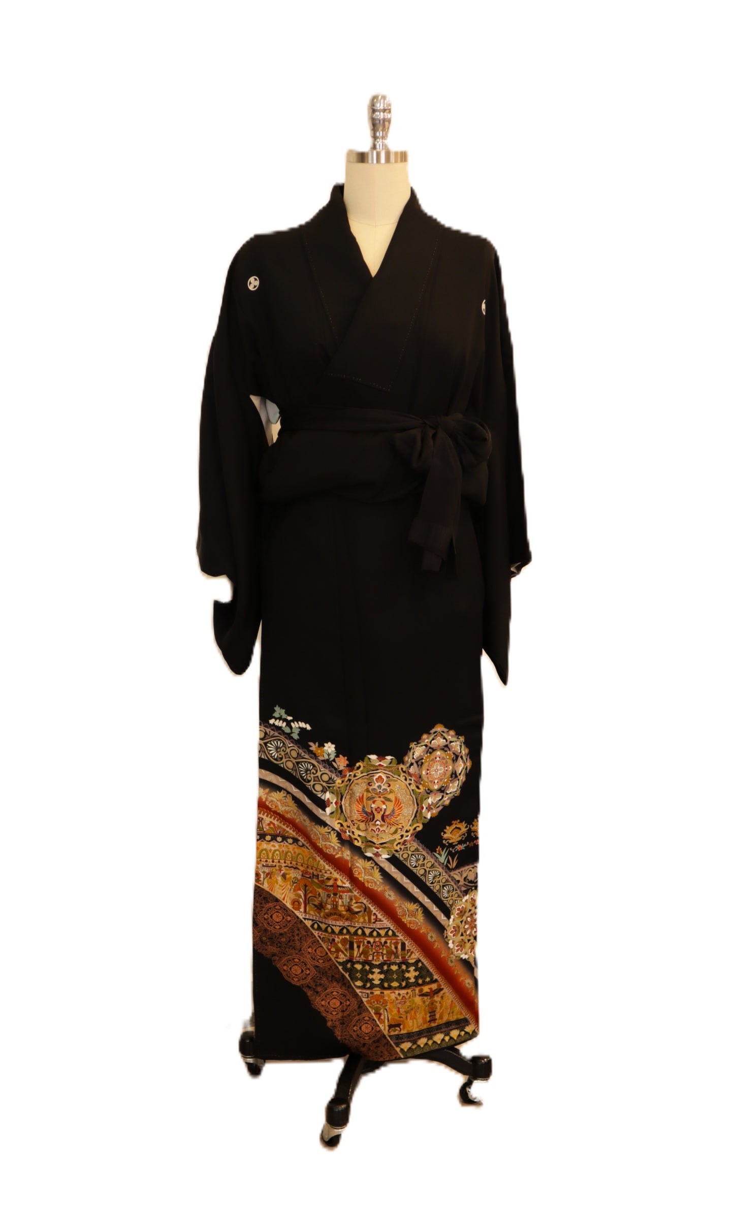Black Formal Kimono KUROTOMESODE #09| Vintage Japanese Silk Kimono