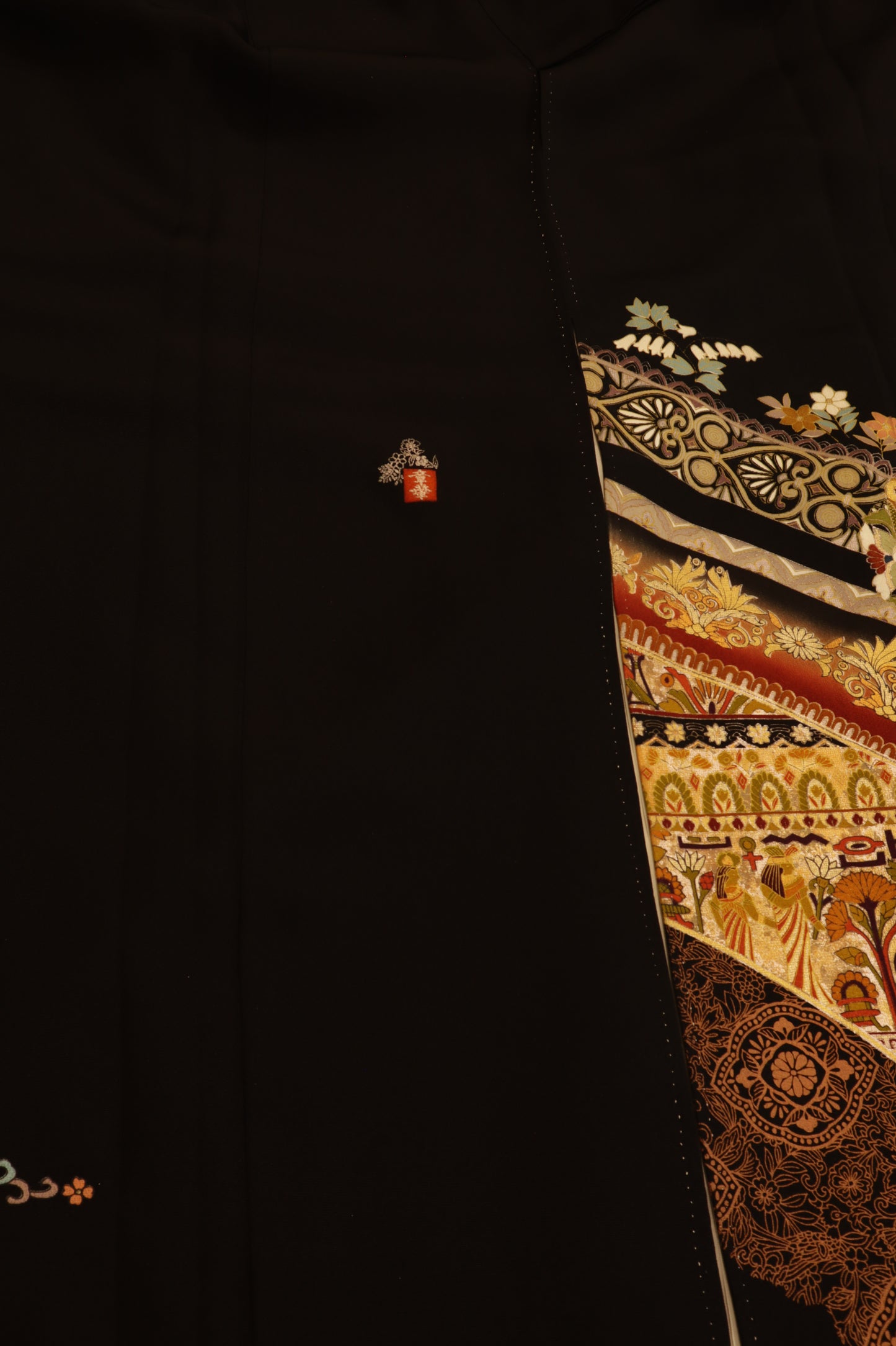 Black Formal Kimono KUROTOMESODE #09| Vintage Japanese Silk Kimono