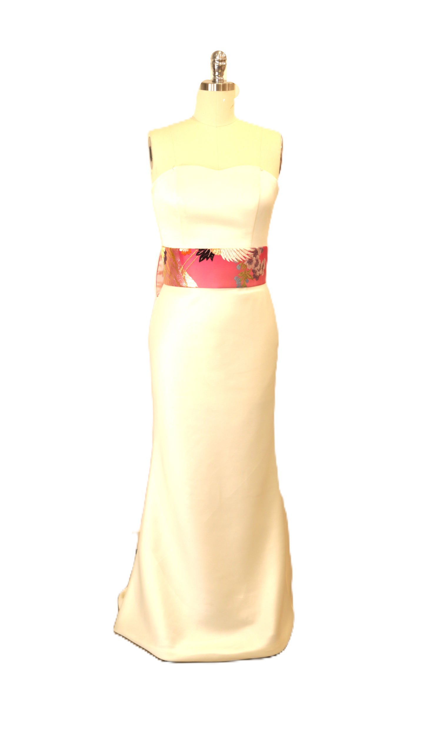 Ceinture KIMONO OBI longue queue pré-nouée mariage vintage UCHIKAKE soie brocart or rouge bleu sarcelle blanc grue fleur de cerisier prêt à être expédié