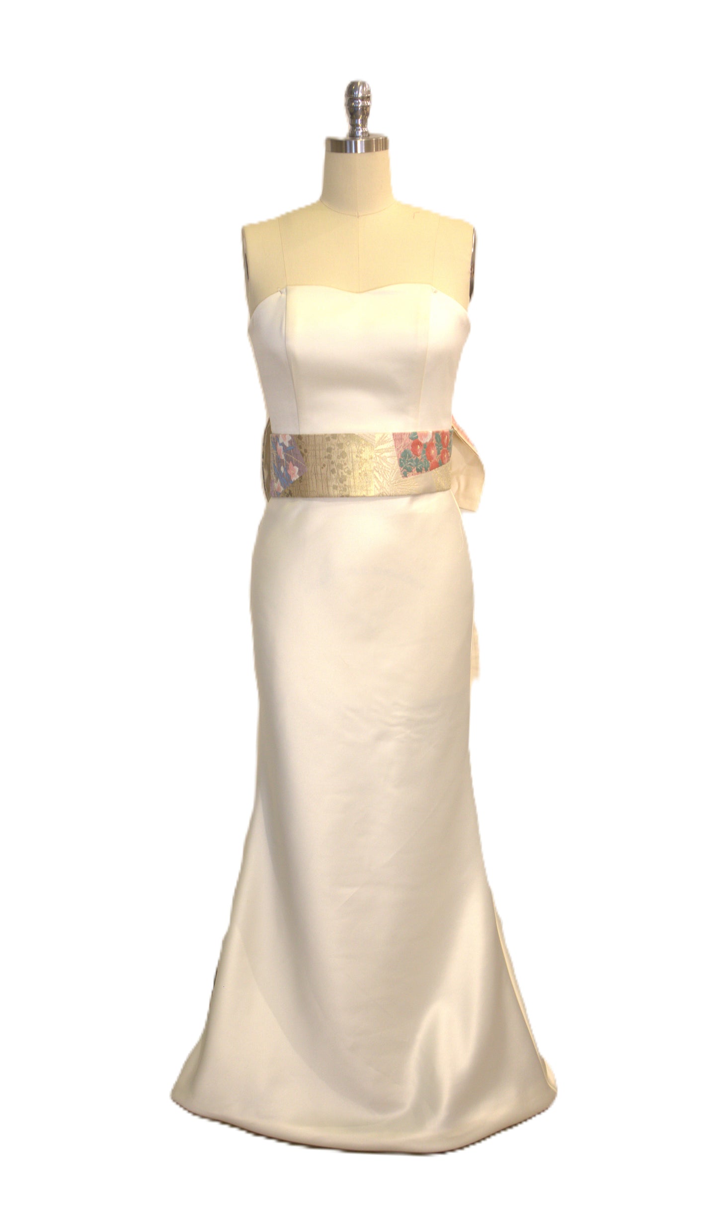 OBI sash medium tail pre tied silk gold brocade ivory Gold Silver pink champagne Chrysanthemum FUKURASUZUME