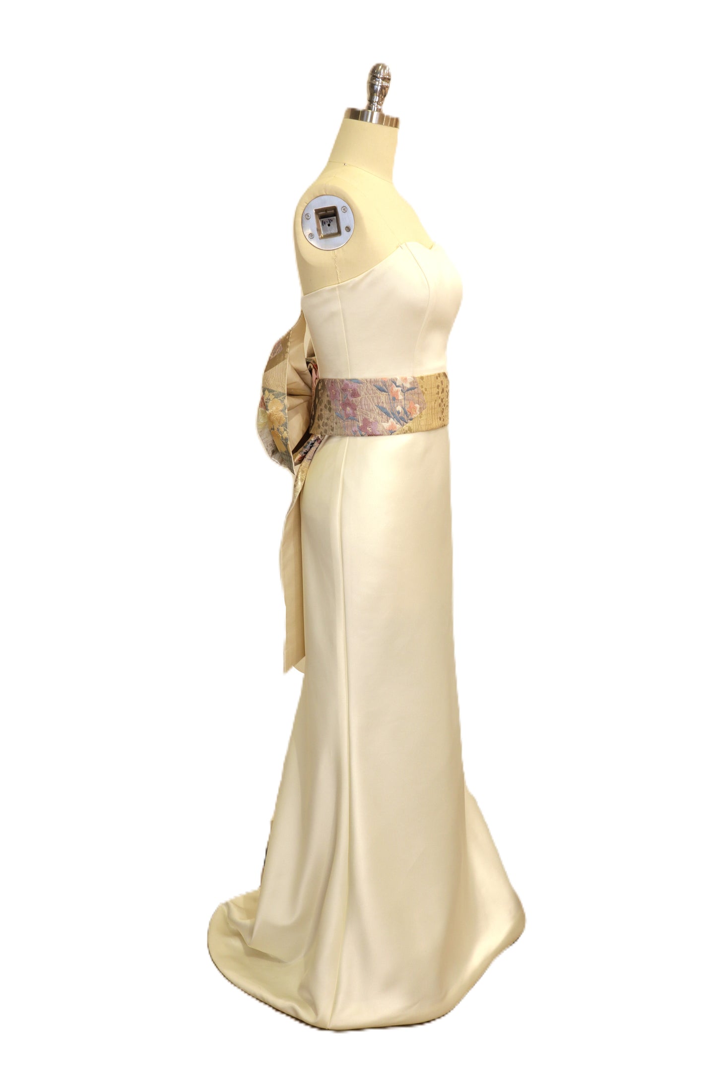 OBI sash medium tail pre tied silk gold brocade ivory Gold Silver pink champagne Chrysanthemum FUKURASUZUME