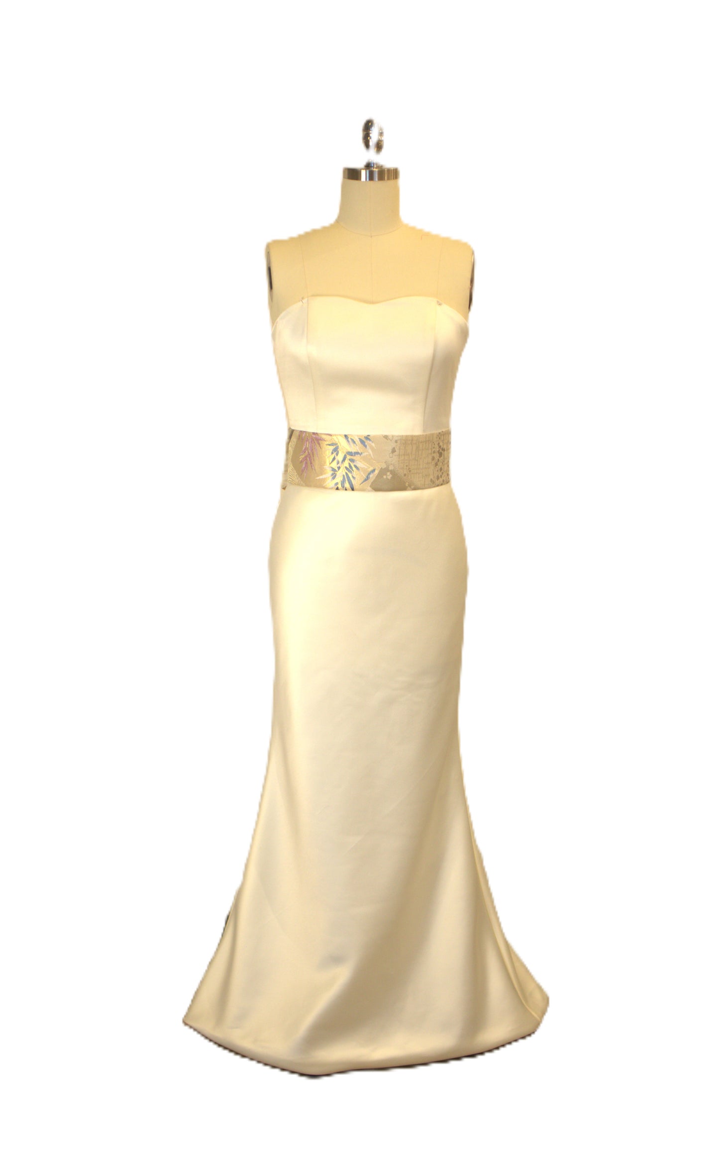 OBI sash medium tail pre tied silk gold brocade ivory Gold Silver pink champagne Chrysanthemum OTAIKO