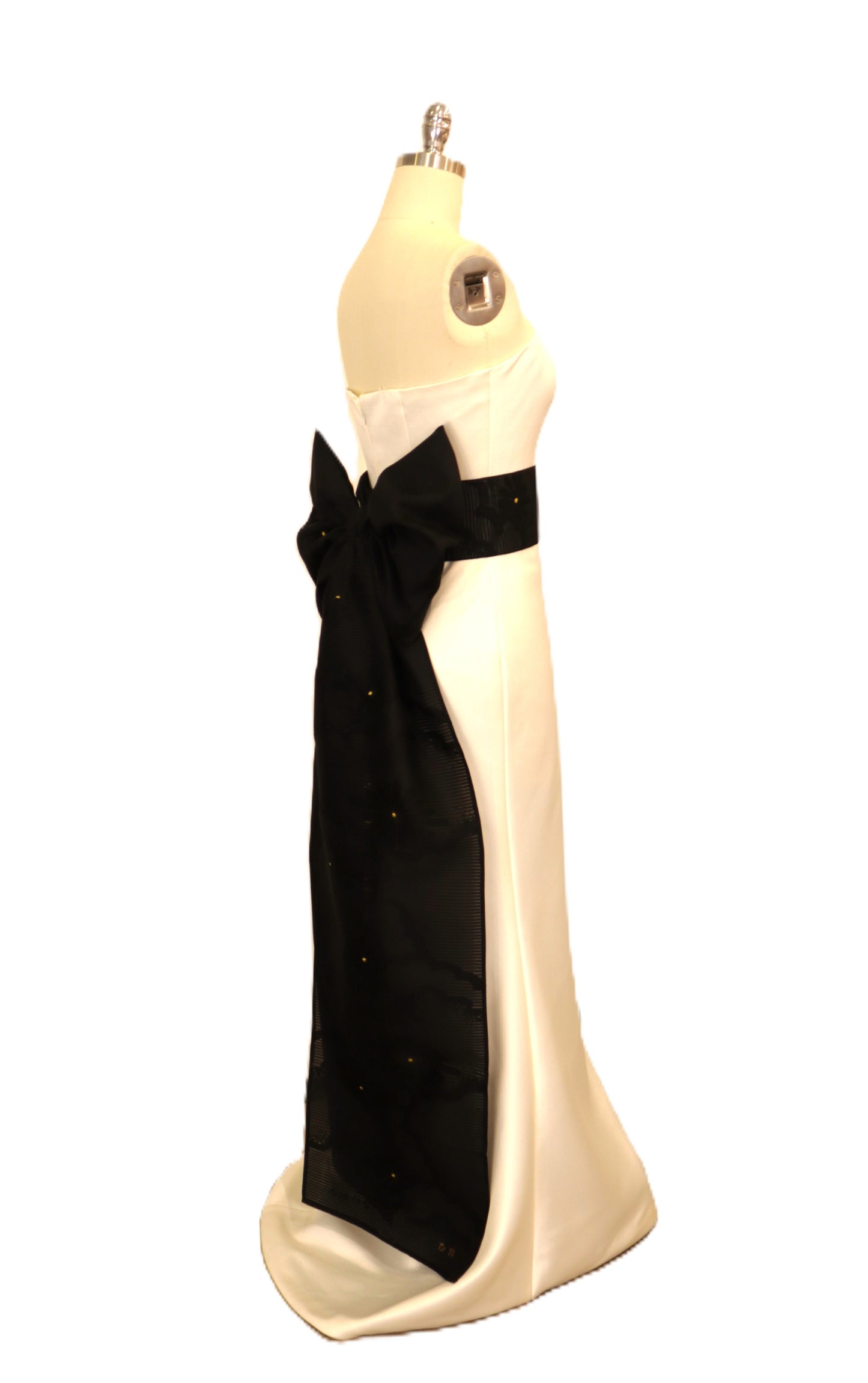 OBI sash long tail self tie silk Ro black Chrysanthemum gold hand embroidery