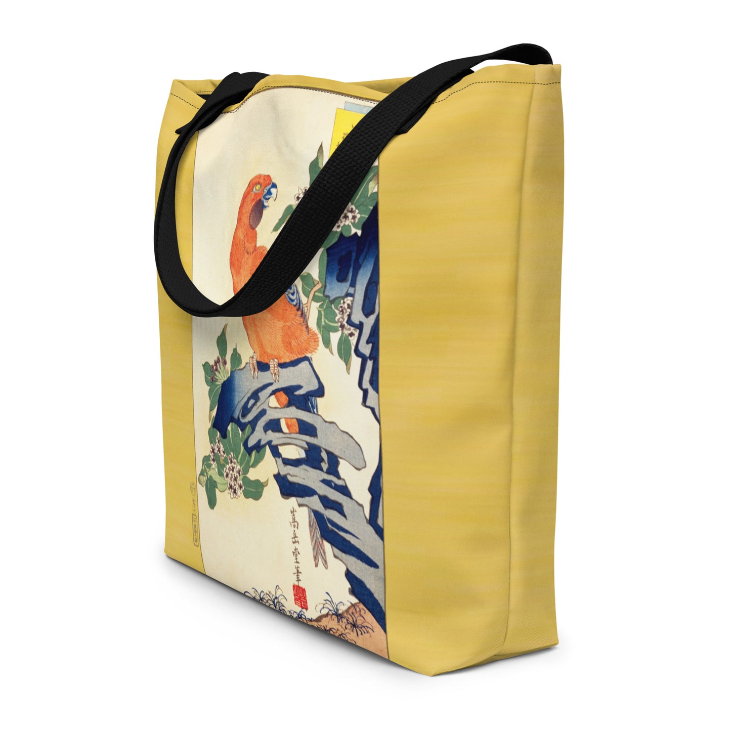 Large Tote Bag Japan Arts UKIYOE Parrot | SUGAKUDO Retouched Art