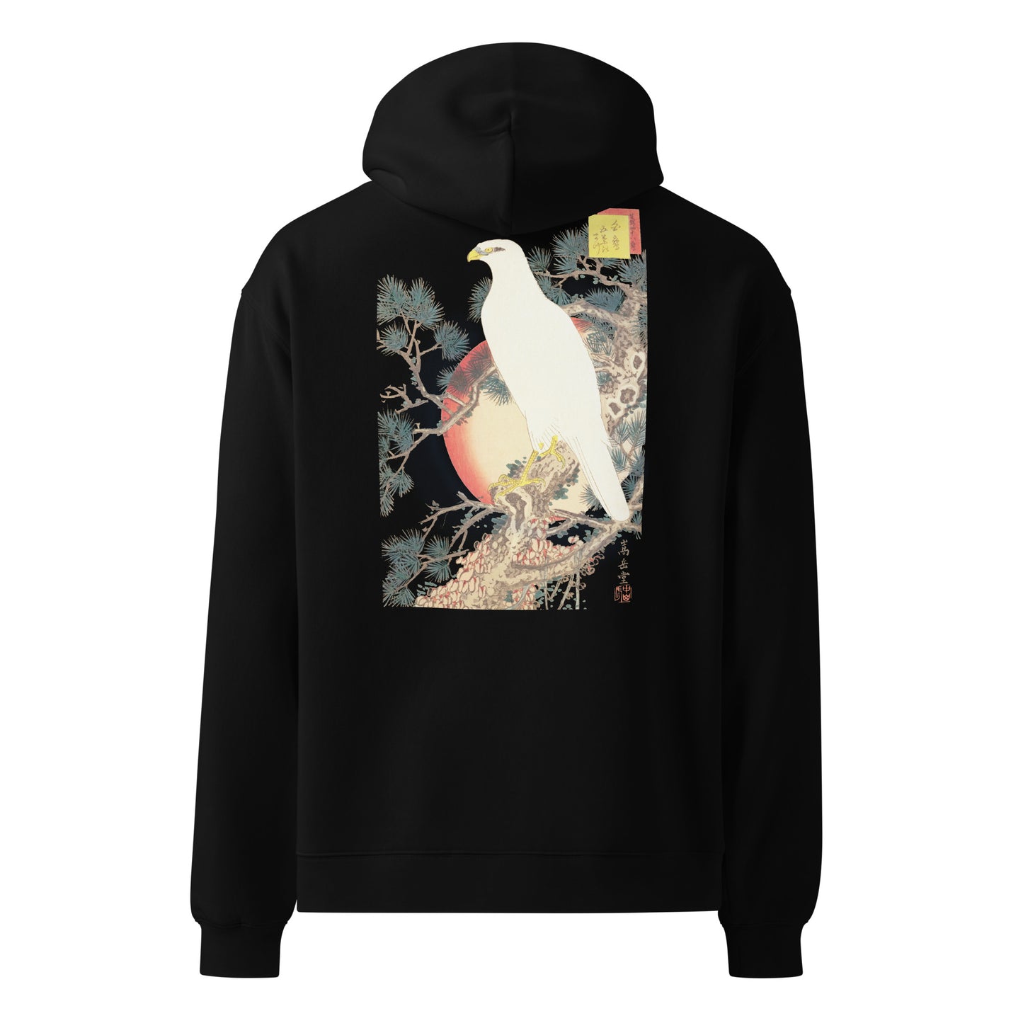 Boxy Fit Unisex Hoodie – Japan Arts UKIYOE White Hawk