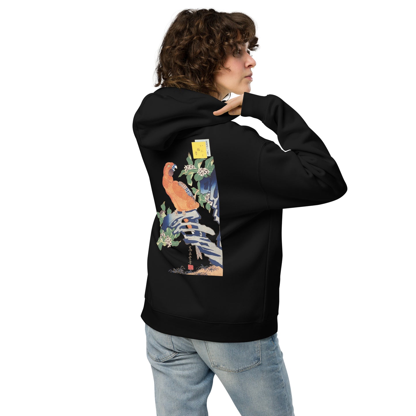 Boxy Fit Unisex Hoodie – Japan Arts UKIYOE Parrot