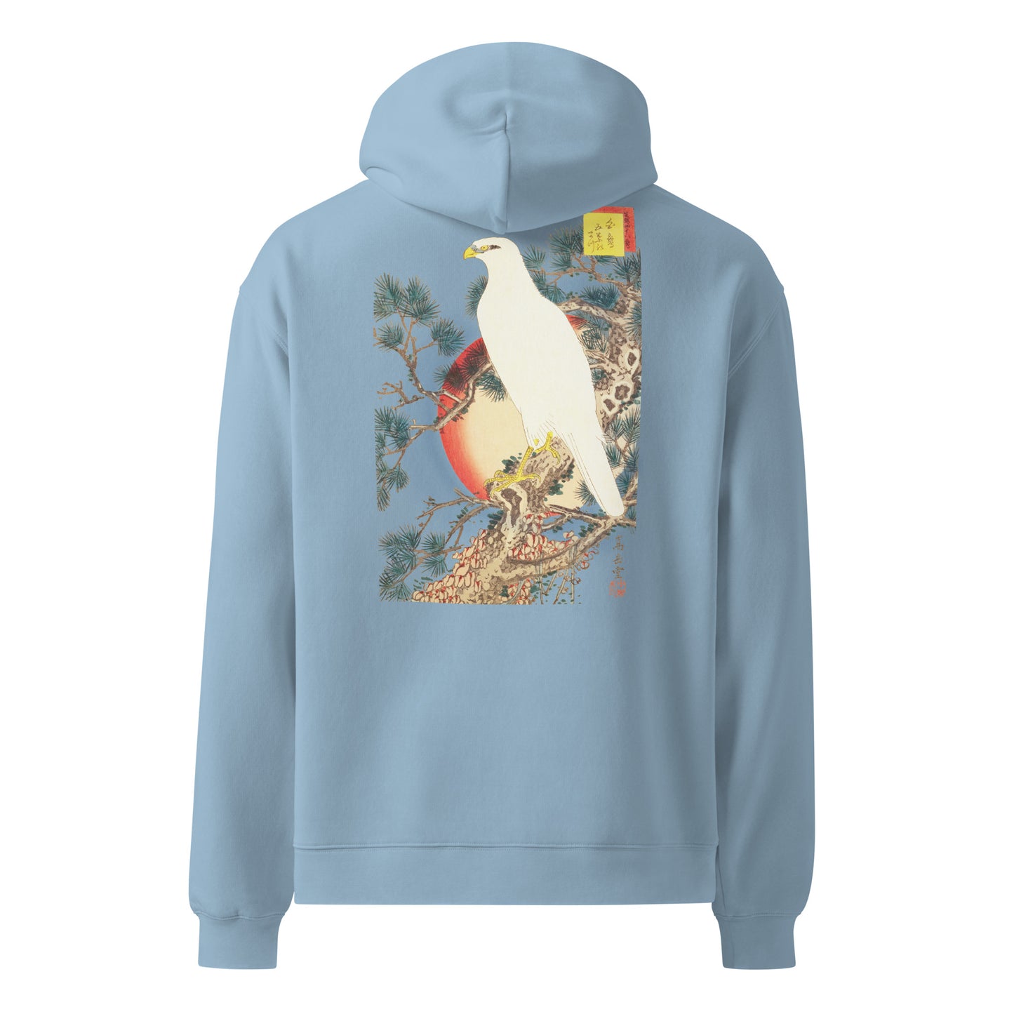 Boxy Fit Unisex Hoodie – Japan Arts UKIYOE White Hawk