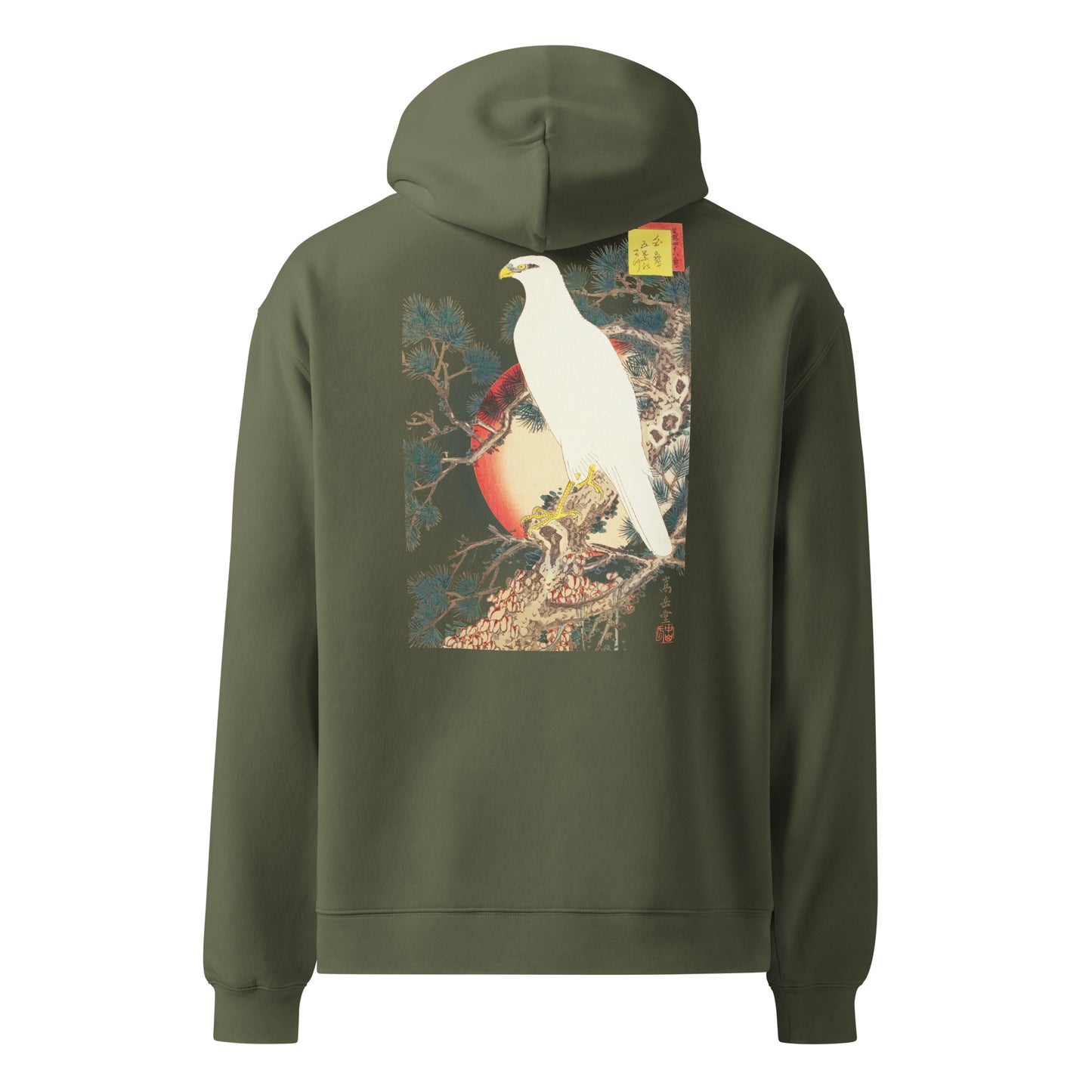 Boxy Fit Unisex Hoodie – Japan Arts UKIYOE White Hawk
