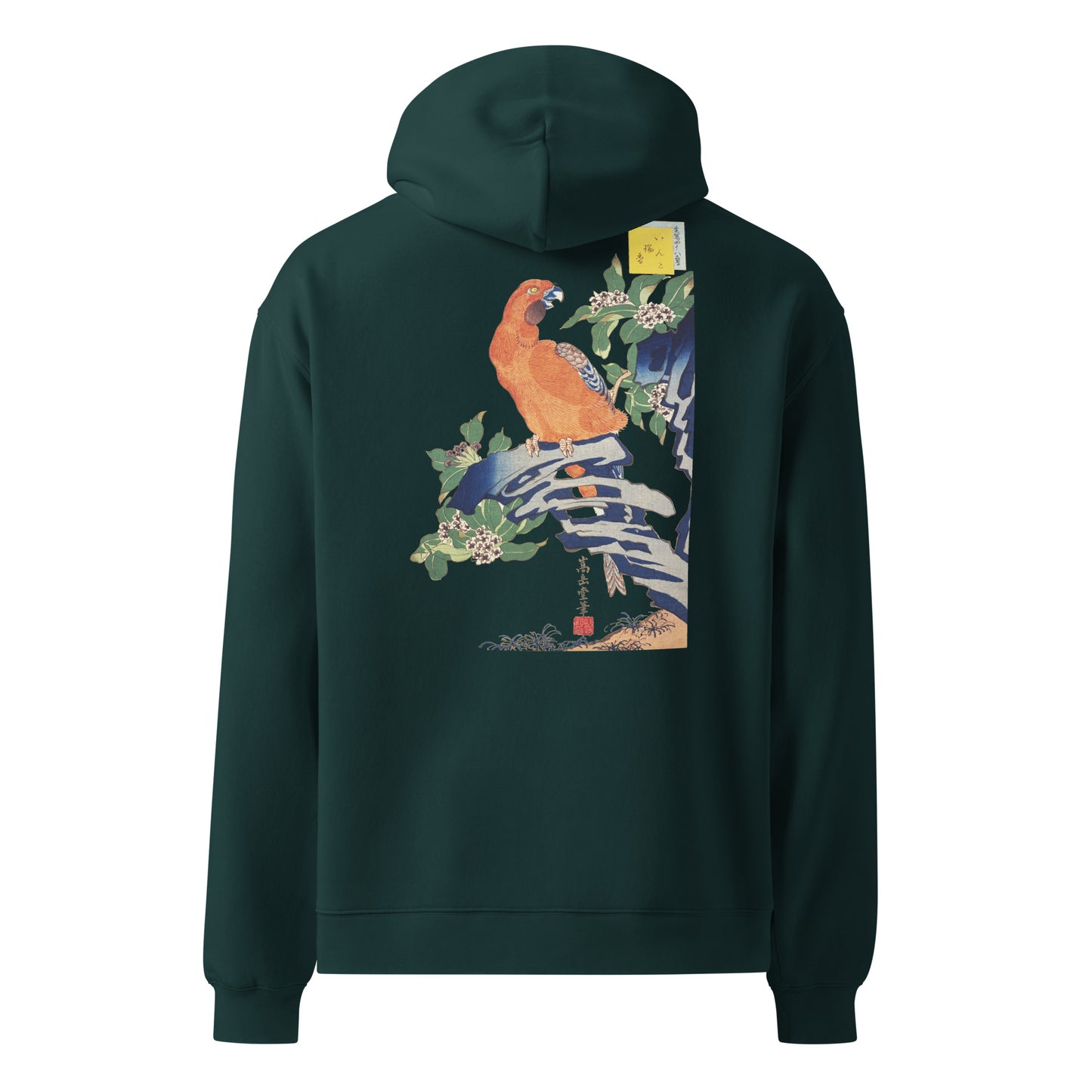 Boxy Fit Unisex Hoodie – Japan Arts UKIYOE Parrot