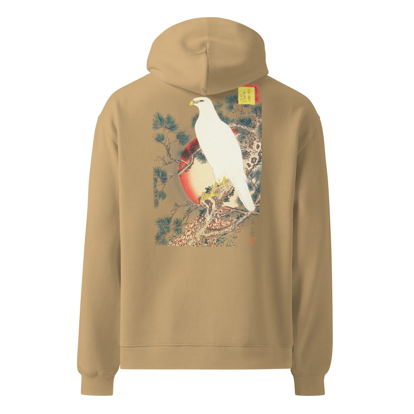 Boxy Fit Unisex Hoodie – Japan Arts UKIYOE White Hawk