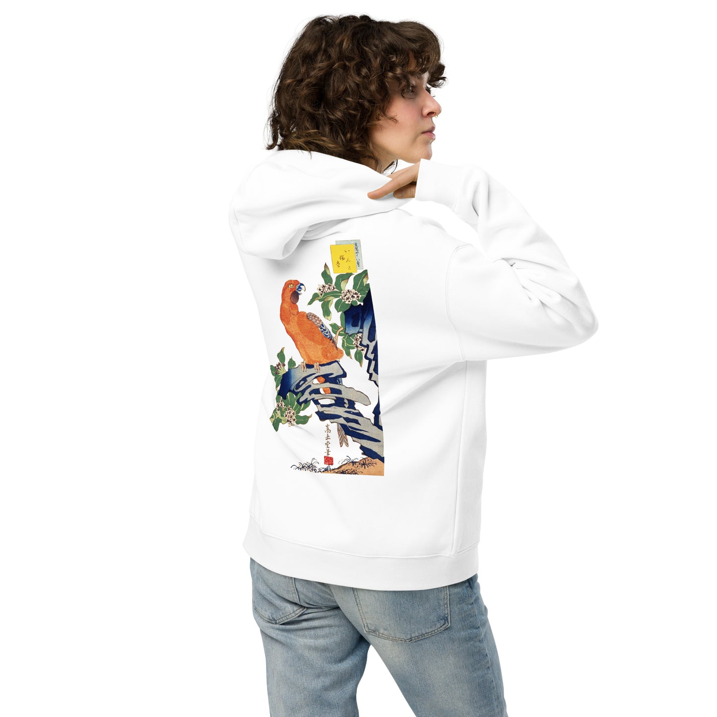 Boxy Fit Unisex Hoodie – Japan Arts UKIYOE Parrot