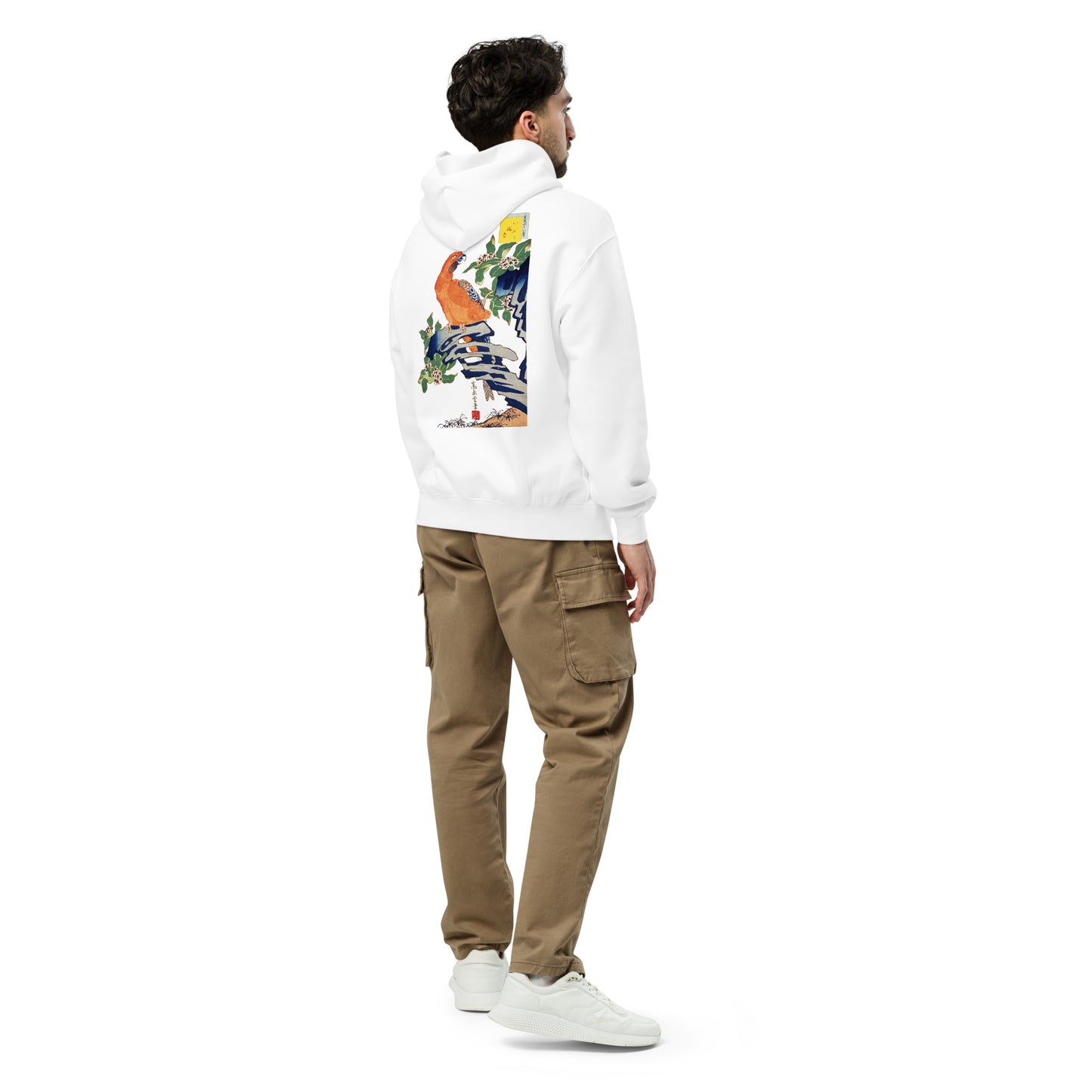 Boxy Fit Unisex Hoodie – Japan Arts UKIYOE Parrot
