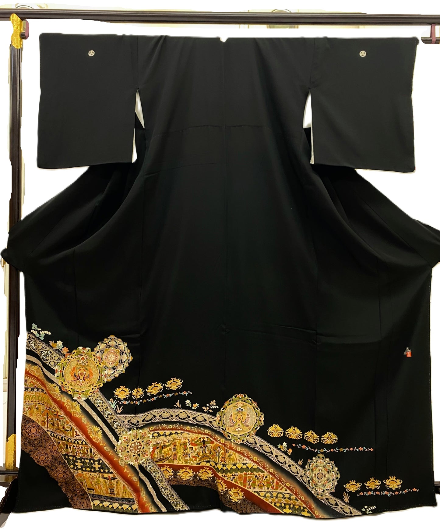 Black Formal Kimono KUROTOMESODE #09| Vintage Japanese Silk Kimono