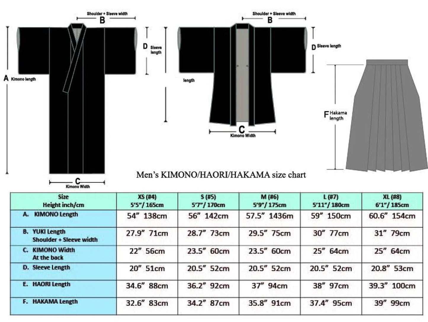 Men's kimono L XL Four piece set #21 vintage MONTSUKI Hakama Kimono Haori Juban Black Gold HAKAMA size l xl ready to ship