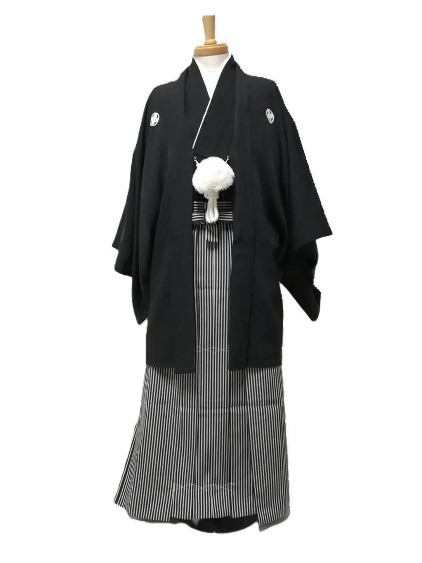 Men's kimono L XL Four piece set #21 vintage MONTSUKI Hakama Kimono Haori Juban Black Gold HAKAMA size l xl ready to ship